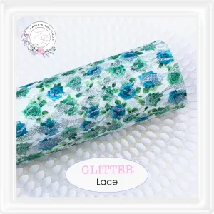 ⋅ Teal Roses ⋅ Glitter Lace Faux Leather ⋅