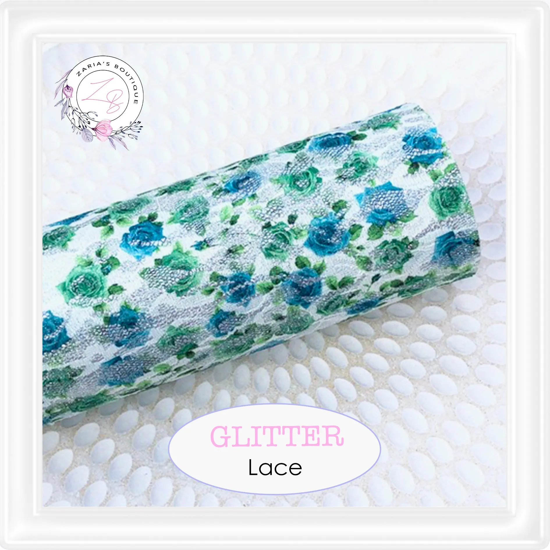 ⋅ Teal Roses ⋅ Glitter Lace Faux Leather ⋅