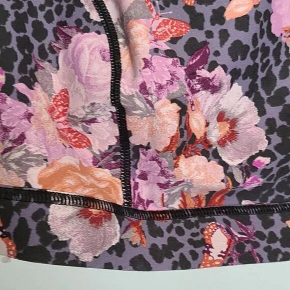 0X 12W Large Torrid Black Cheetah Floral Strappy Back Active Sports Bra Pink NWT