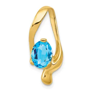 14k 8x6mm Oval Blue Topaz Slide