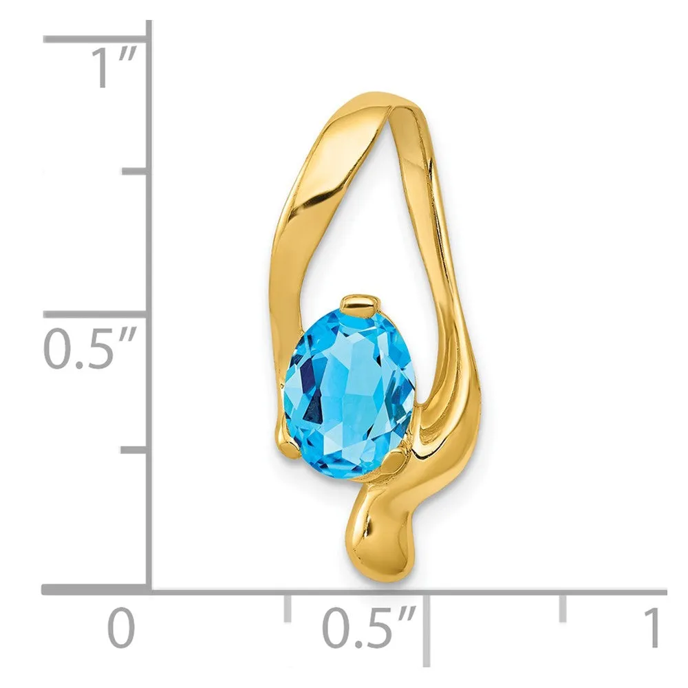 14k 8x6mm Oval Blue Topaz Slide