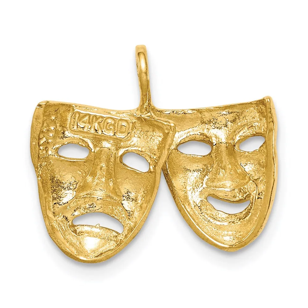 14K Polished Comedy/Tragedy Theater Masks Pendant