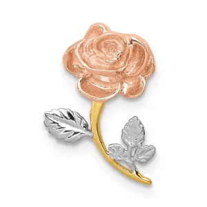 14K Two-tone w/White Rhodium Polished Rose Chain Slide