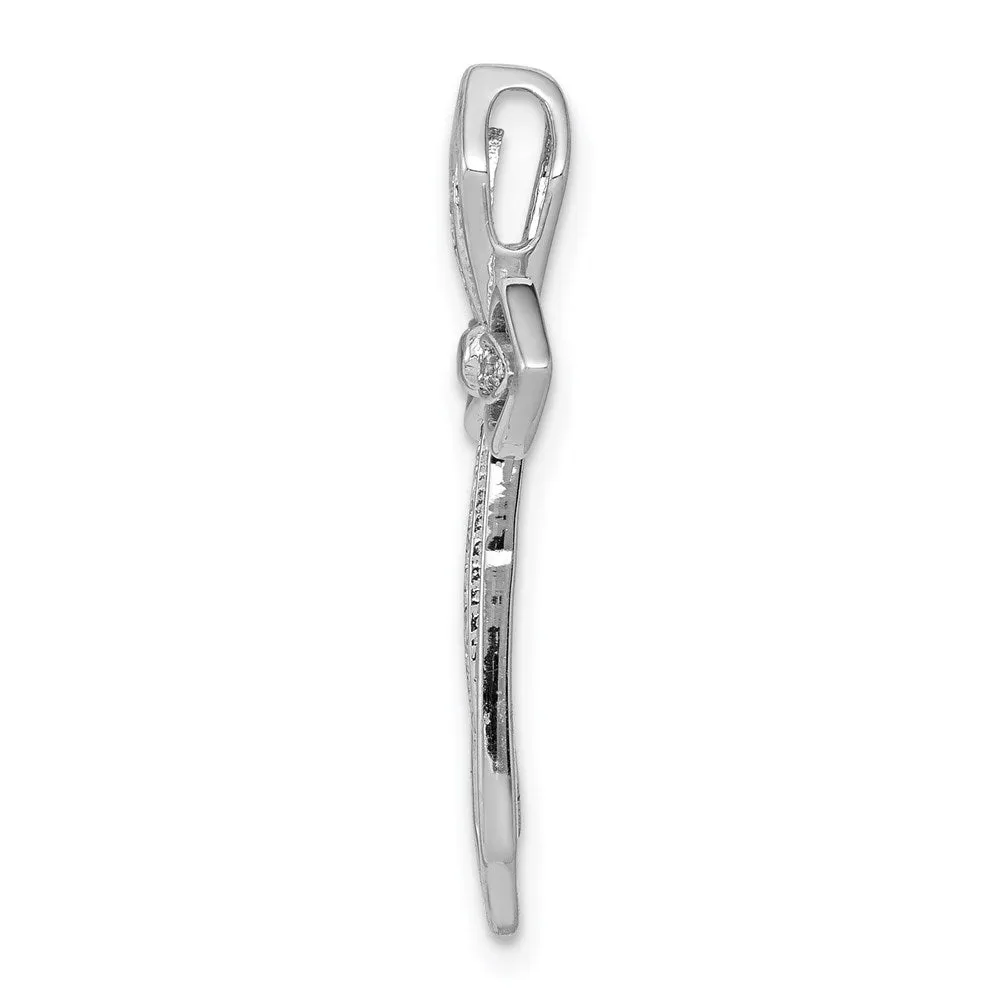 14k White Gold 1/15ct. Diamond Cross Chain Slide