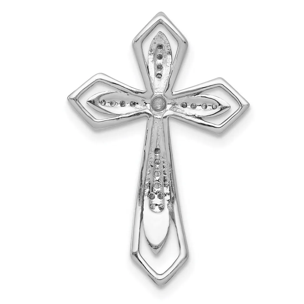 14k White Gold 1/15ct. Diamond Cross Chain Slide
