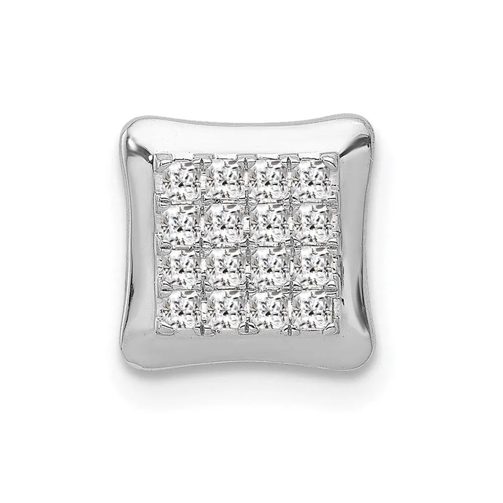 14k White Gold 1/4ct. Diamond Square Cluster Chain Slide