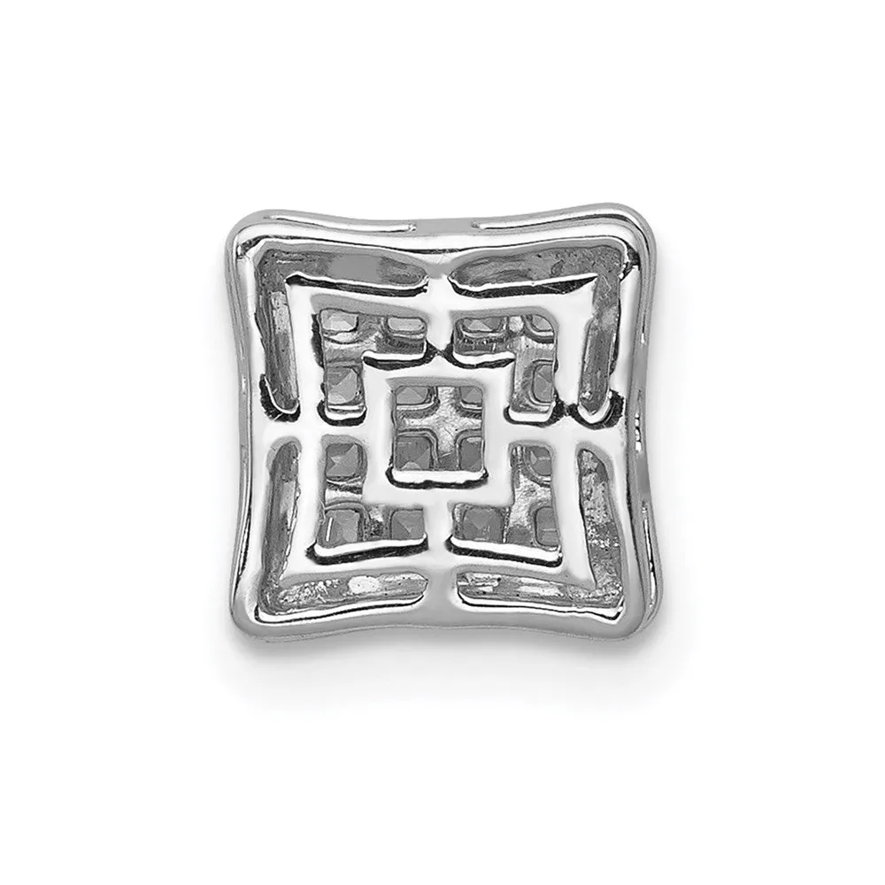 14k White Gold 1/4ct. Diamond Square Cluster Chain Slide
