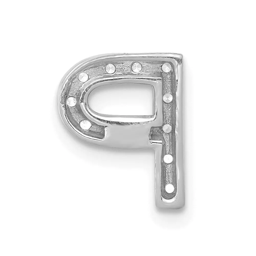 14k White Gold White Gold Diamond Letter P Initial Charm