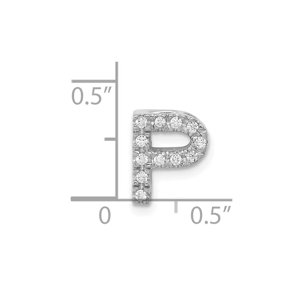 14k White Gold White Gold Diamond Letter P Initial Charm
