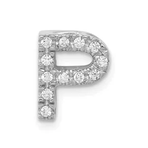 14k White Gold White Gold Diamond Letter P Initial Charm