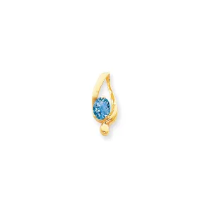 14k Yellow Gold 8x6mm Oval Blue Topaz Checker slide