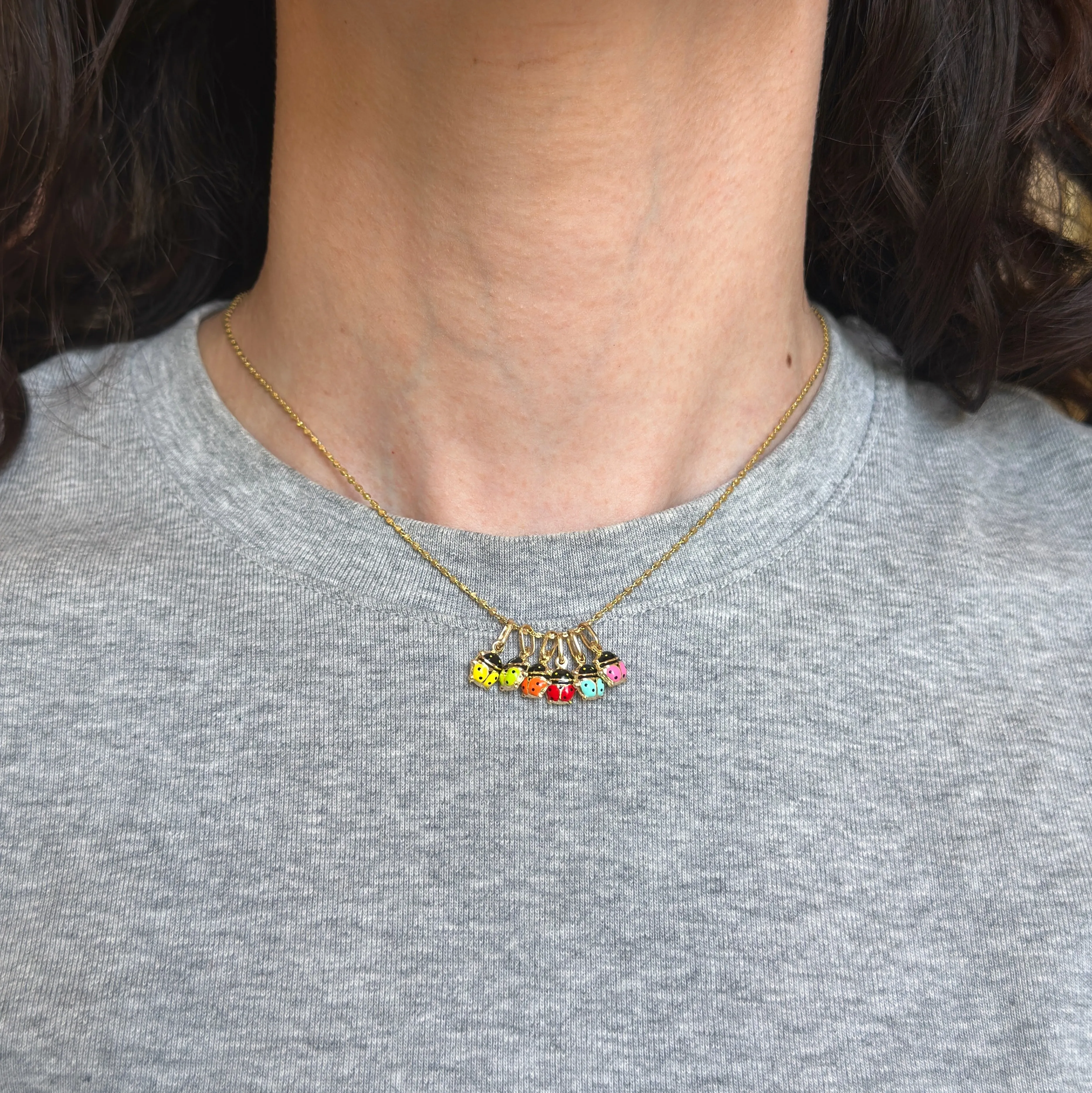 14KT Yellow Gold Mini Yellow Ladybug Pendant Charm 7mm