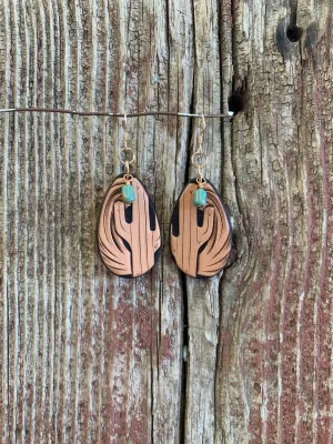 16674 Two Tone Teardrop Saguaro w/Turq Earrings
