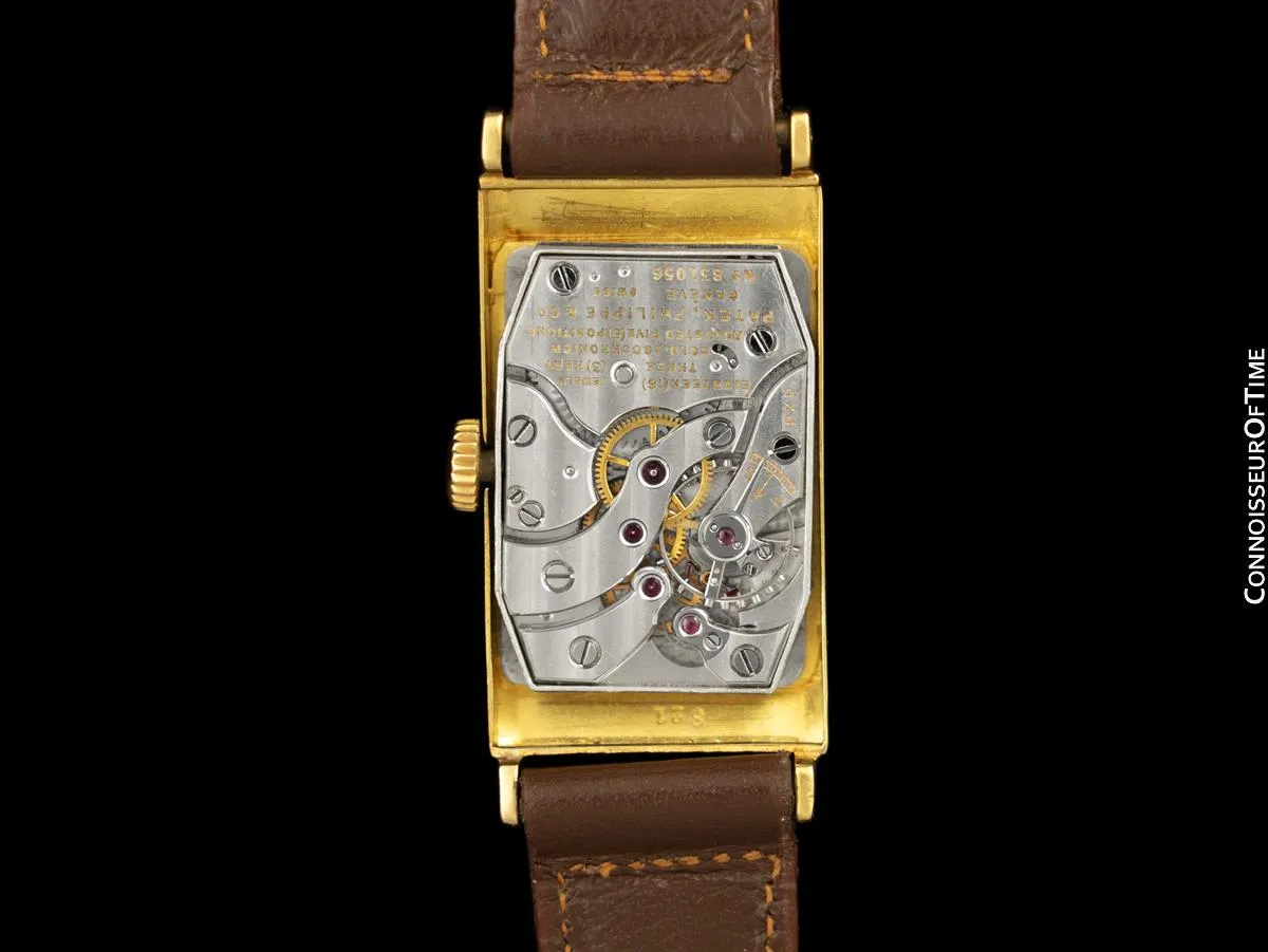 1937 Patek Philippe "Tegolino" Vintage Mens Rectangular Watch - 18K Gold