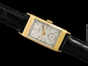 1937 Patek Philippe "Tegolino" Vintage Mens Rectangular Watch - 18K Gold