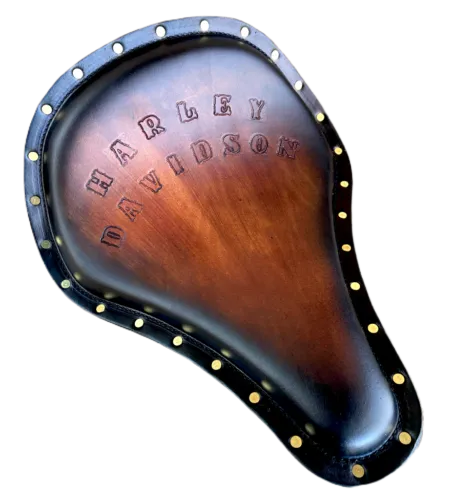 1996-2005 Harley Dyna Spring Solo Tooled Seat, Mounting Kit Sun Burst Rivets pad