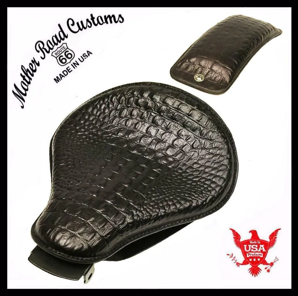 2004-2006 Sportster Harley Spring Solo Seat P-Pad Kit Black Alligator Leather bs