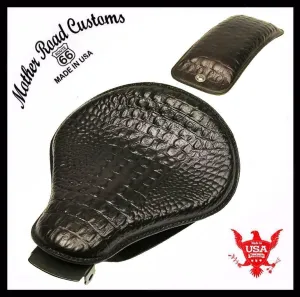 2004-2006 Sportster Harley Spring Solo Seat P-Pad Kit Black Alligator Leather bs