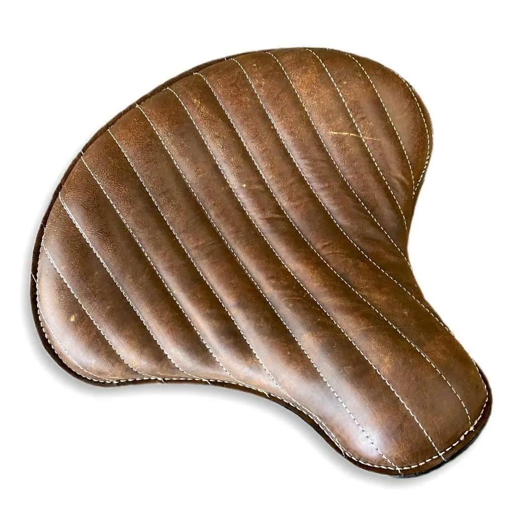 2010-2022 Harley Sportster Seat Spring Solo Brown Distressed Tuck Roll Leather Chopper