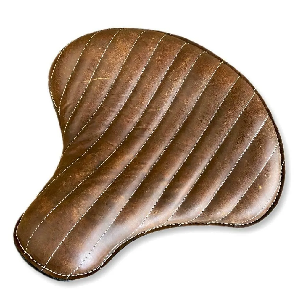 2010-2022 Harley Sportster Seat Spring Solo Brown Distressed Tuck Roll Leather Chopper