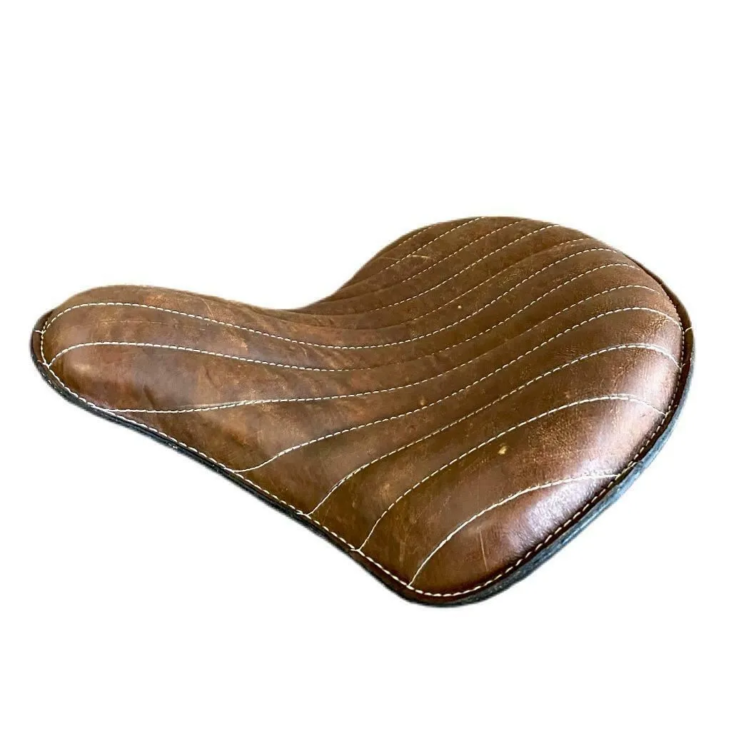 2010-2022 Harley Sportster Seat Spring Solo Brown Distressed Tuck Roll Leather Chopper