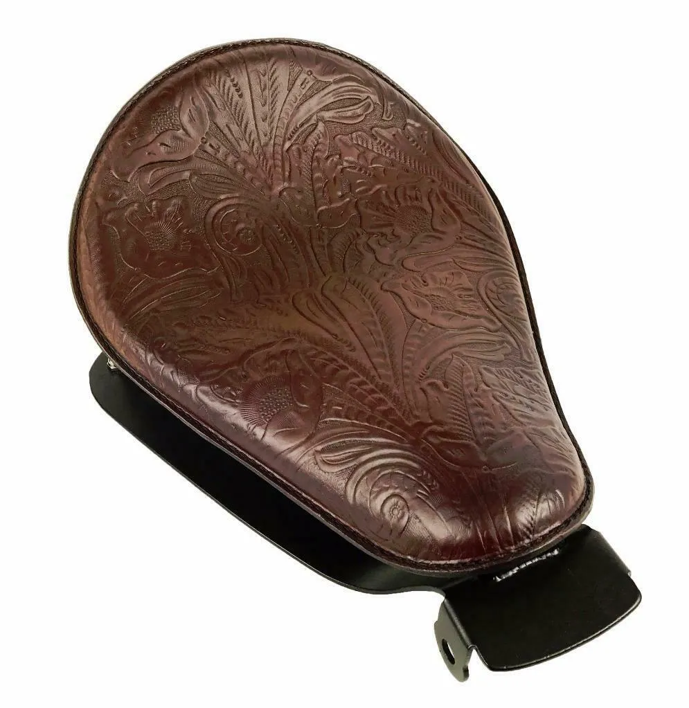 2010-2022 Sportster Harley Spring Solo Seat Mount Kit Brown Tooled Leather bcs