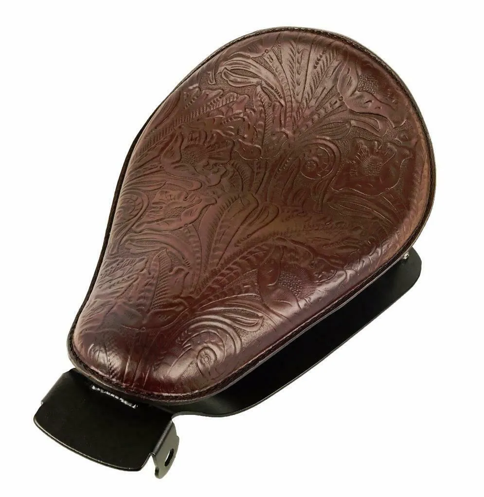 2010-2022 Sportster Harley Spring Solo Seat Mount Kit Brown Tooled Leather bcs