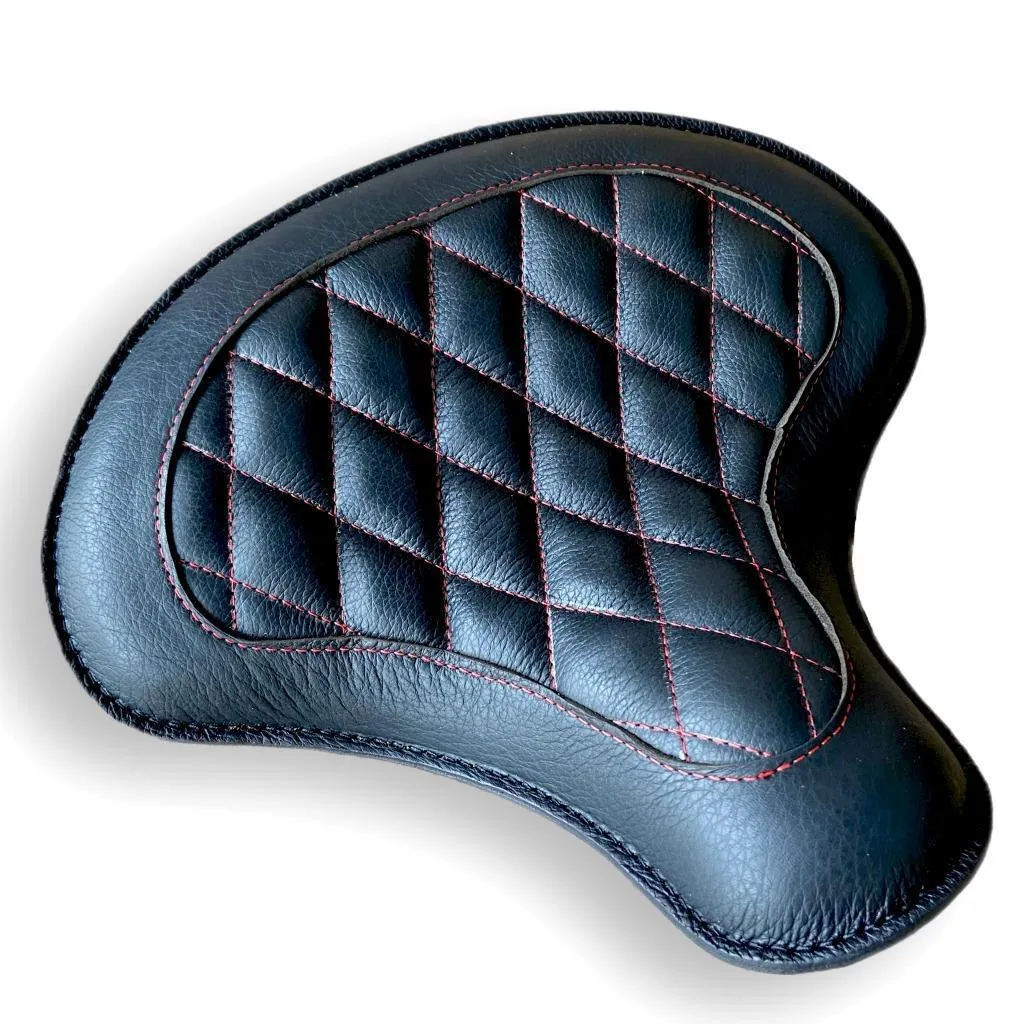 2017-2025 Triumph Bobber 15x14" Black Spring Seat Leather Red Diamond Window