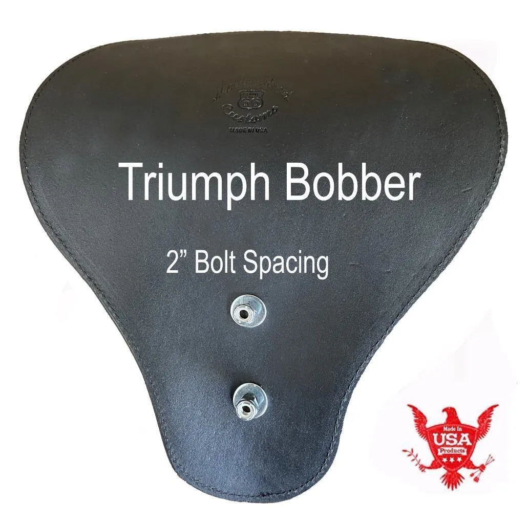 2017-2025 Triumph Bobber 15x14" Black Spring Seat Leather Red Diamond Window