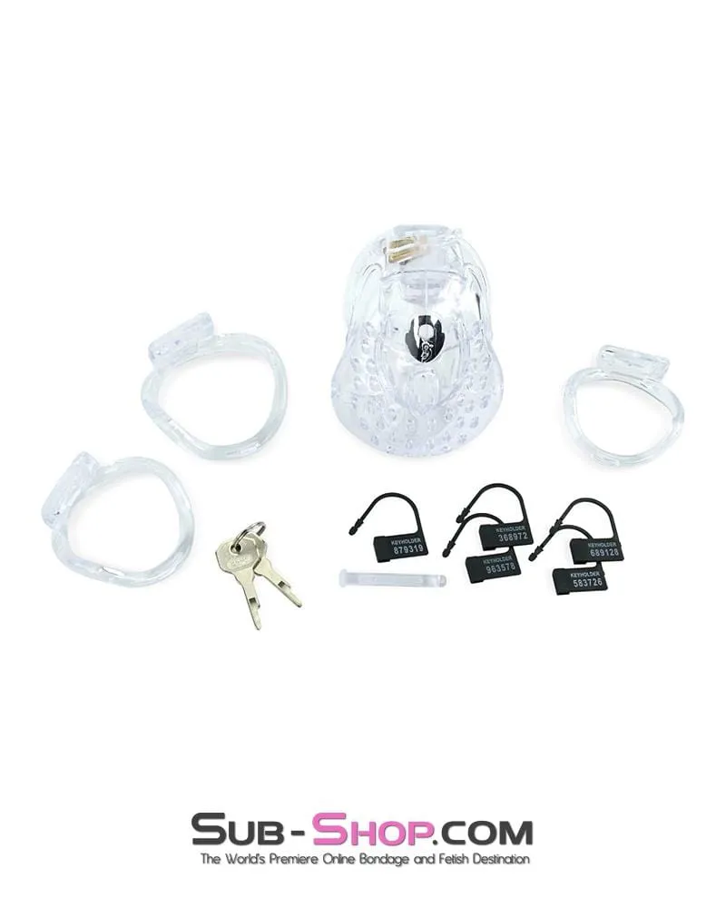 6964AE      Large Dungeon Cage Clear High Security Full Coverage Male Chastity Device - MEGA Deal