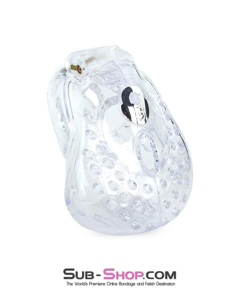 6964AE      Large Dungeon Cage Clear High Security Full Coverage Male Chastity Device - MEGA Deal