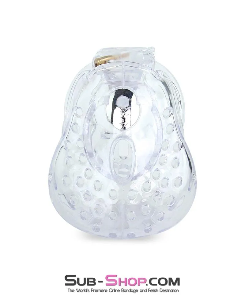 6964AE      Large Dungeon Cage Clear High Security Full Coverage Male Chastity Device - MEGA Deal