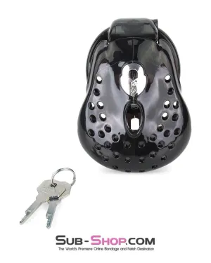 6965AE      Large Dark Dungeon Cage Black High Security Full Coverage Male Chastity Device