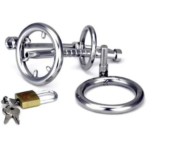 7380AR      Points of Intrigue Locking Penis Plug Chastity with Spiked Penis Cage
