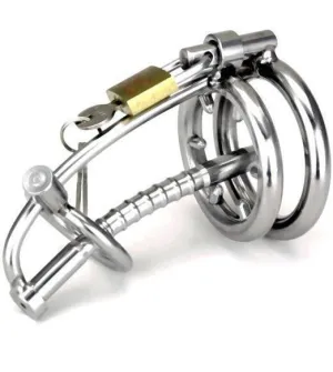 7380AR      Points of Intrigue Locking Penis Plug Chastity with Spiked Penis Cage