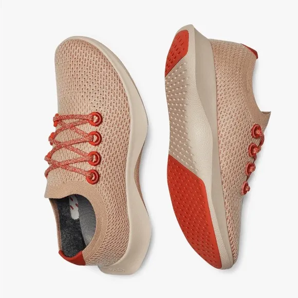 Allbirds Men Size 10.5 Tree Dasher Flame Light Red Sneakers Lace Up Size 10.5