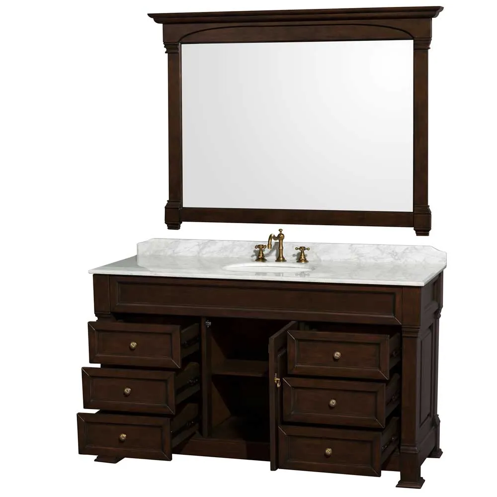 Andover 60 Inch Single Bathroom Vanity in Dark Cherry