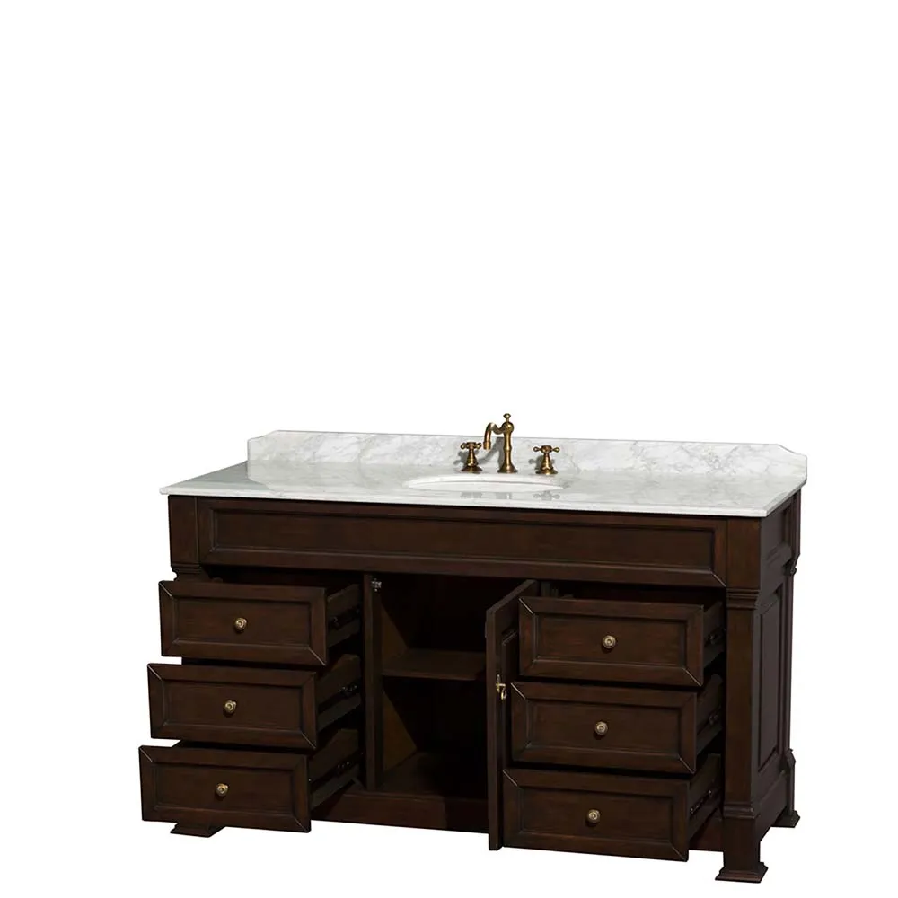 Andover 60 Inch Single Bathroom Vanity in Dark Cherry