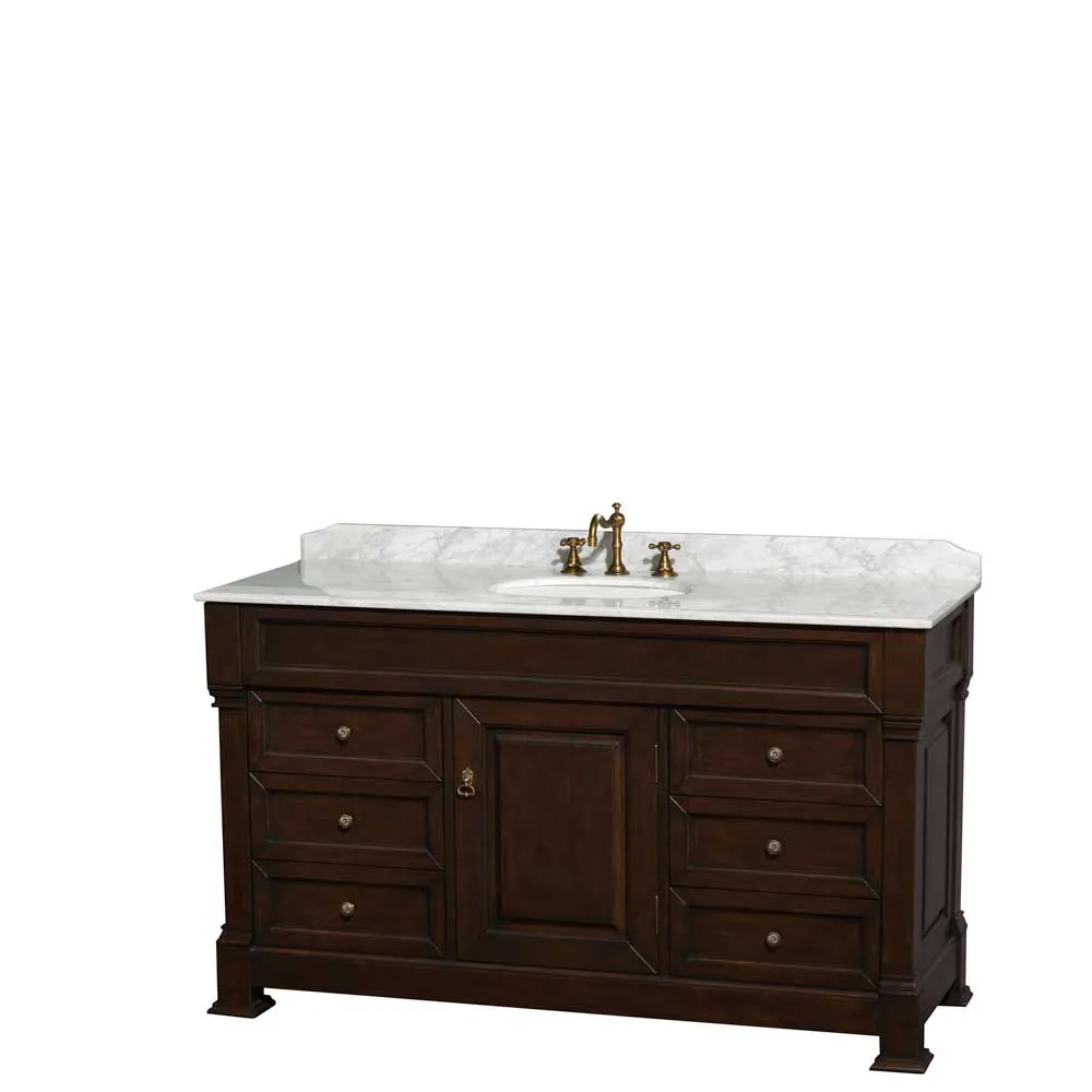 Andover 60 Inch Single Bathroom Vanity in Dark Cherry