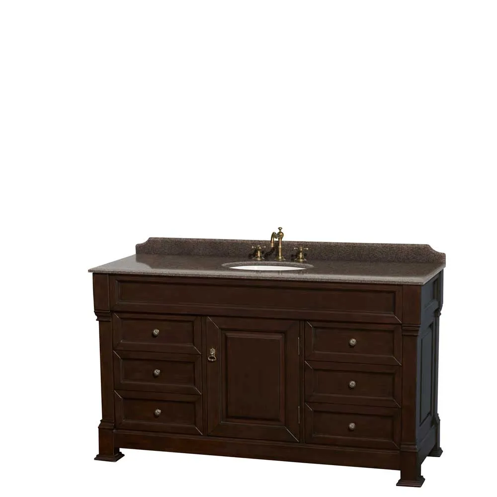 Andover 60 Inch Single Bathroom Vanity in Dark Cherry