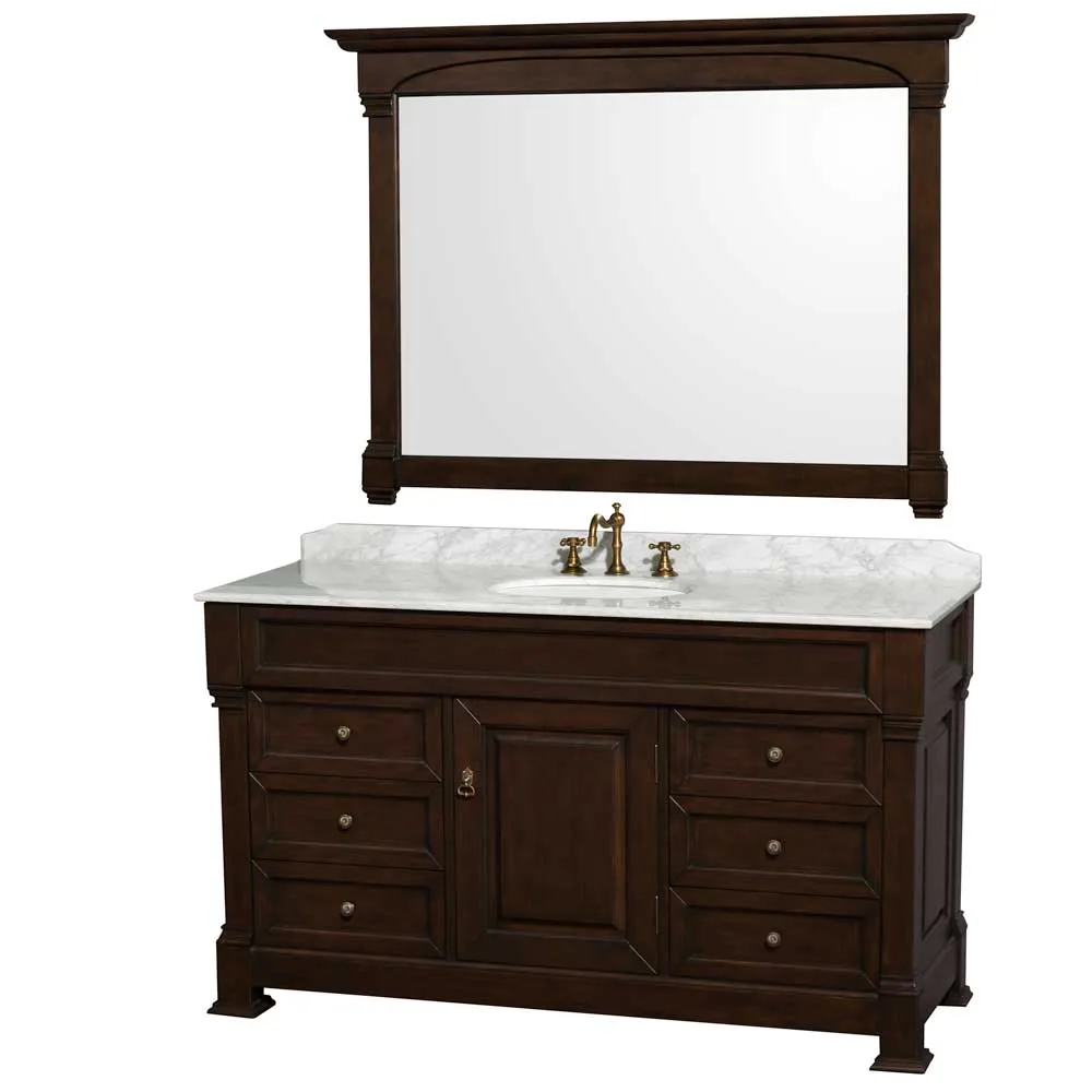 Andover 60 Inch Single Bathroom Vanity in Dark Cherry