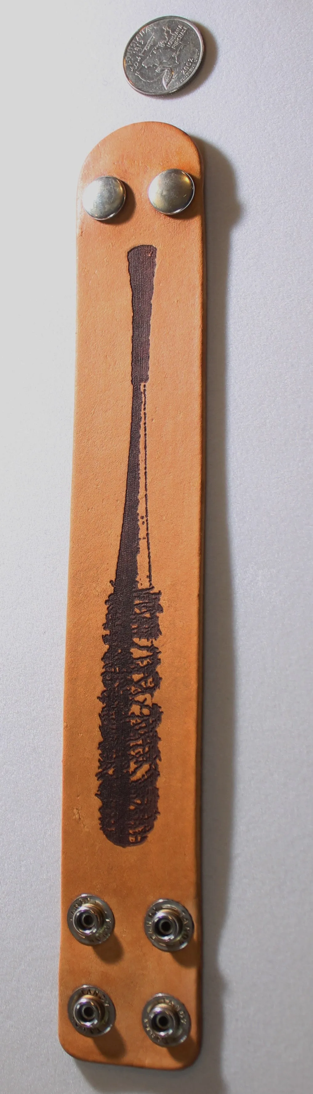 Bat barbed wired, Negan, walking dead laser engraved stained leather bracelet