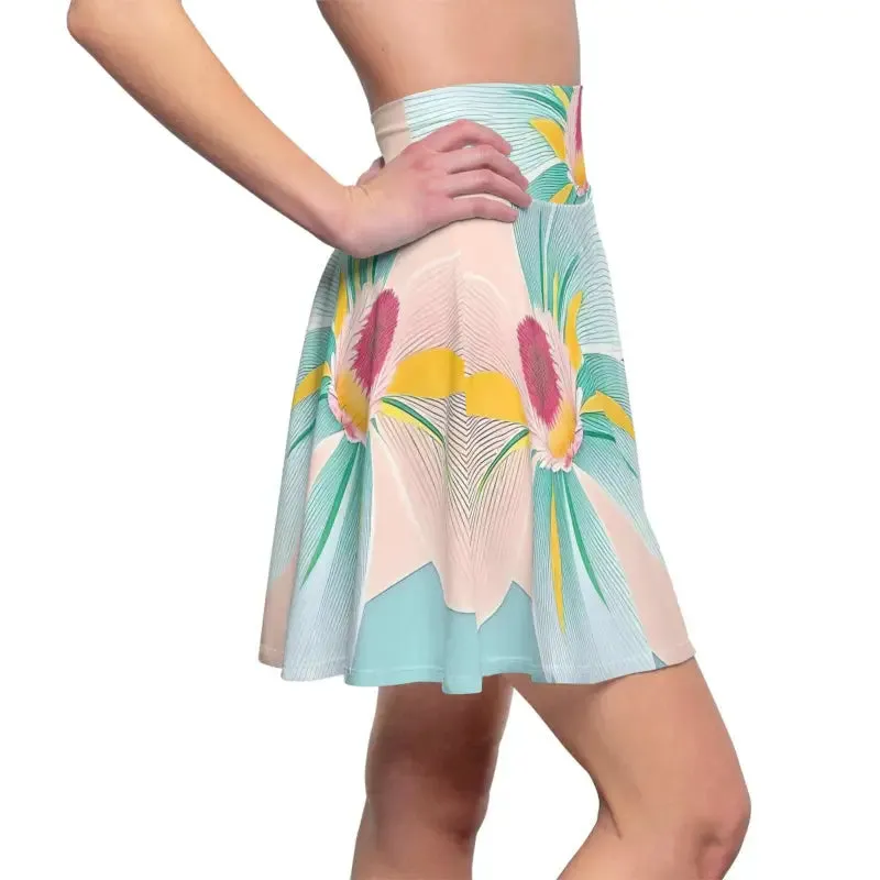Blooming Blue Skater Skirt with Large Blue Flower
