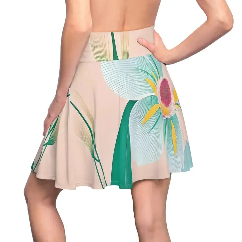 Blooming Blue Skater Skirt with Large Blue Flower