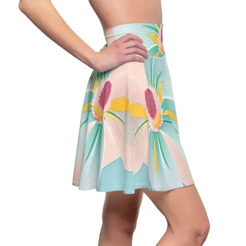 Blooming Blue Skater Skirt with Large Blue Flower