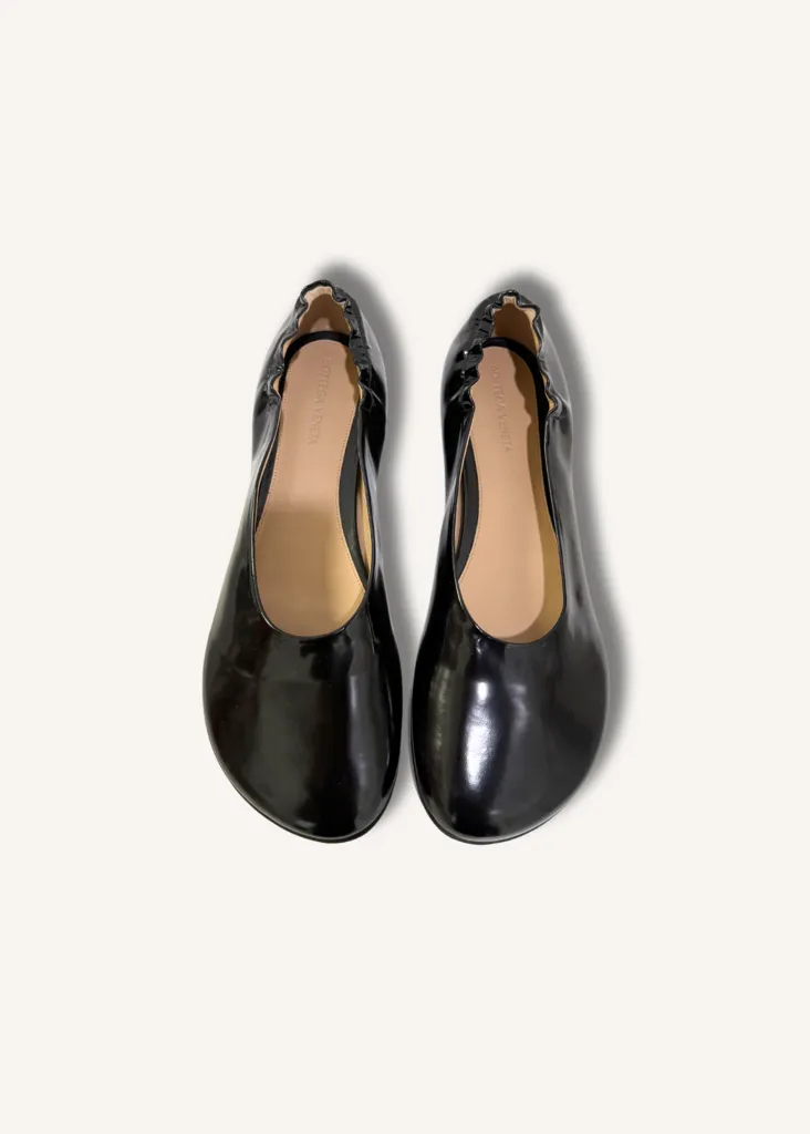 Bottega Veneta Glossed Leather Ballet Flats