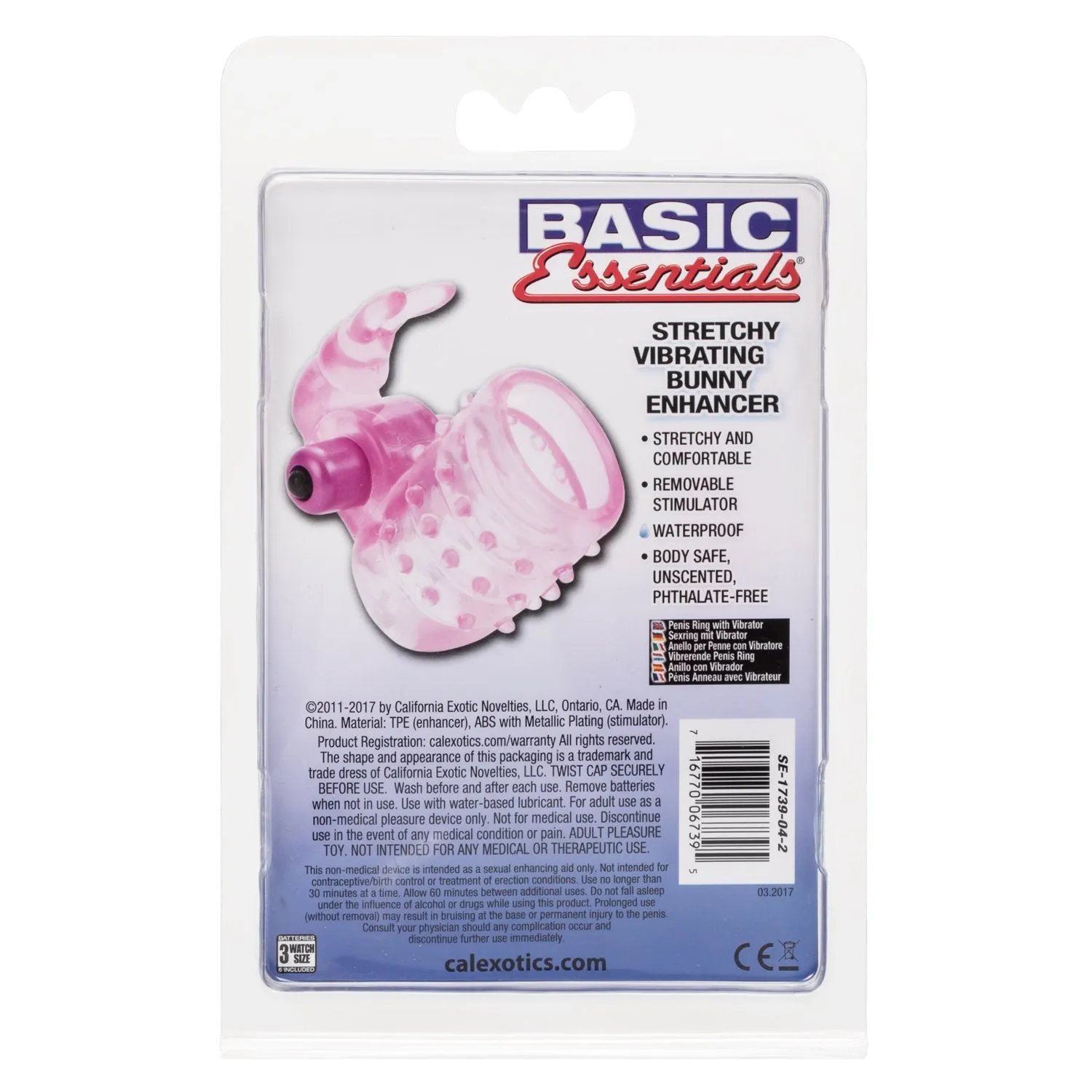 CalExotics Basic Essentials Stretchy Vibrating Bunny Enhancer