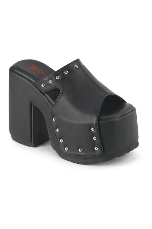 CAMEL-109 Black Vegan Leather Slides