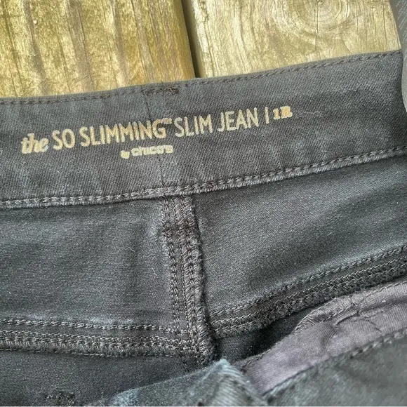 CHICOS1 SO SLIMMING Slim BLACK STRETCHY  STRAIGHT LEG JEANS
