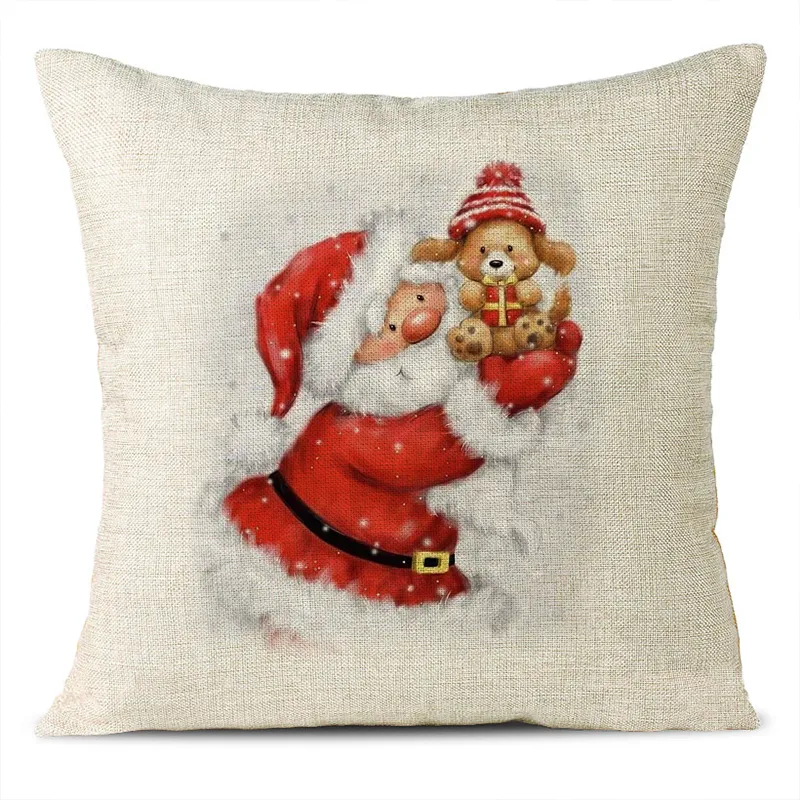 Christmas Themed Linen Pillowcase